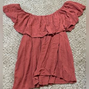 Burnt orange off the shoulder top